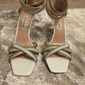 Charles David Gold and Cream Strappy Heels